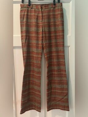 Vintage Anna Sui Wool Plaid Trousers - Orange, Black, Gold